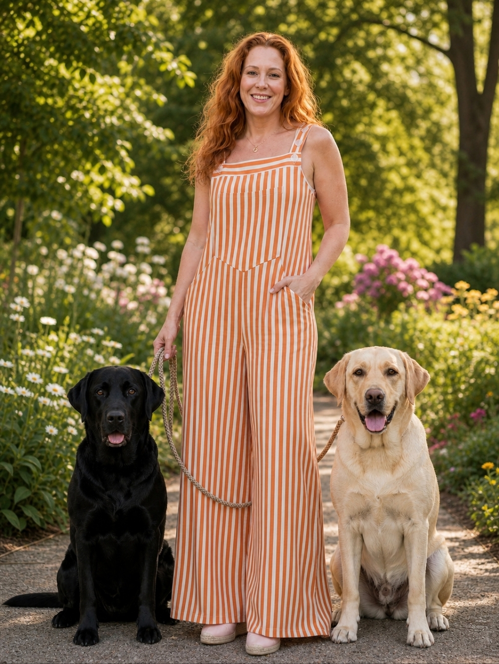 Halara Orange & White Striped Wide-Leg Jumper Size Large | MSRP $69